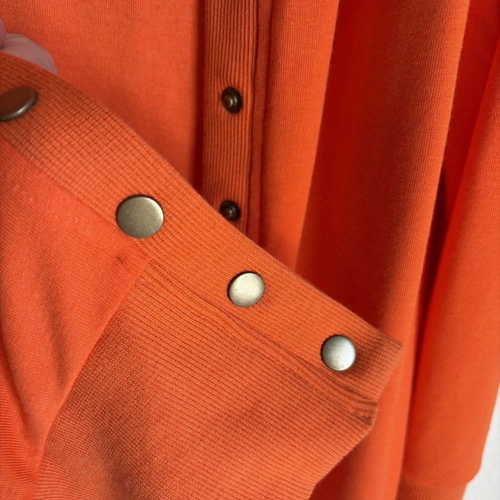 Brand New With Tag Retro Long Cheerful Orange Cardigan Size M Metal Snaps - Picture 3 of 7